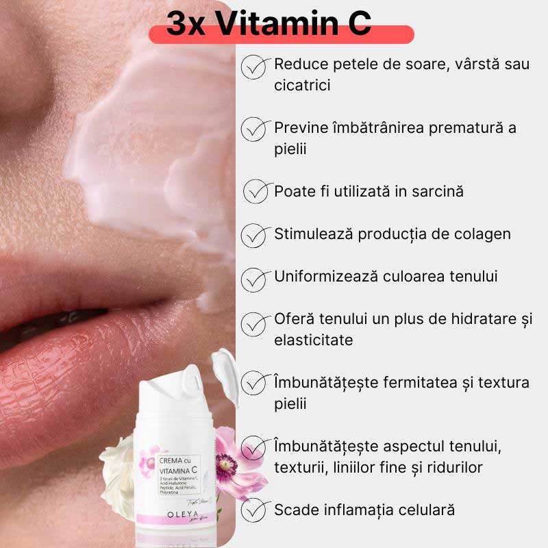 3x Vitamin C - Crema Iluminatoare/Antirid cu 3 forme de Vitamina C 5%, Peptide si Acid Ferulic - Image 2