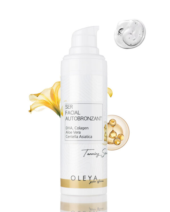 Natural Tanning Drops - Ser facial autobronzant cu DHA, Colagen, Aloe si Centella Asiatica